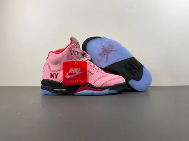 Air Jordan 5 rose noir rouge Awake NY chaussures de basketball 13