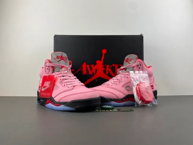 Air Jordan 5 rose noir rouge Awake NY chaussures de basketball 14
