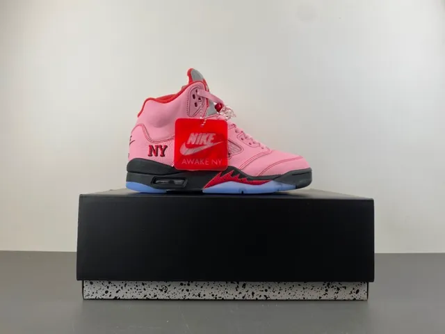 Air Jordan 5 rose noir rouge Awake NY chaussures de basketball 16