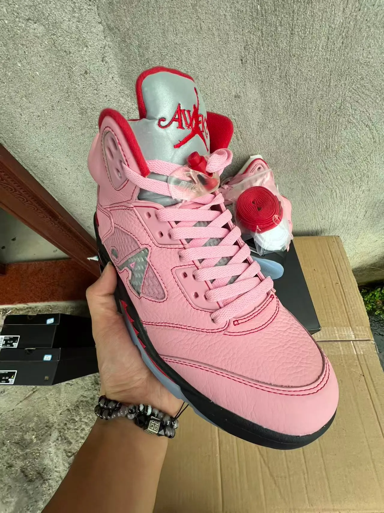 Air Jordan 5 Pink Black Red NY Basketball Shoes 2
