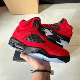 Air Jordan 5 Red Black Icy Blue Basketball Shoes