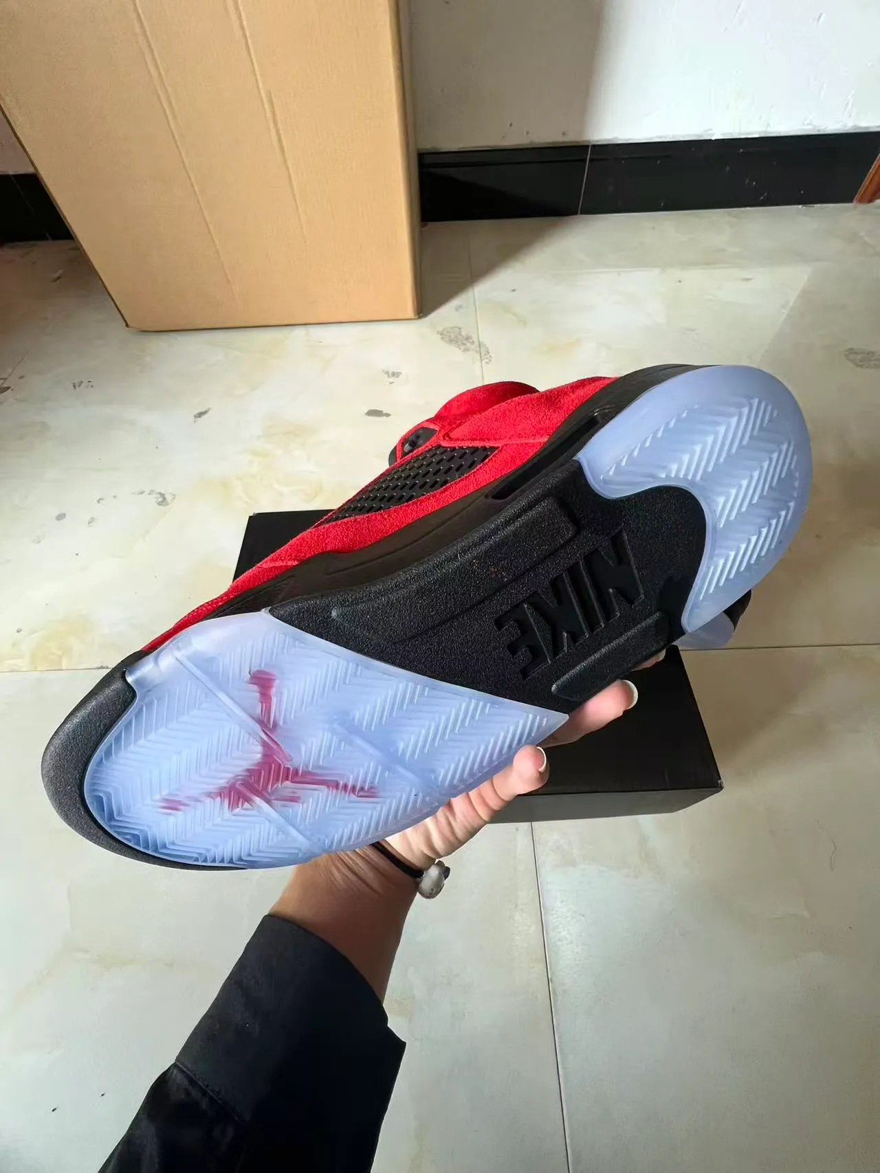 Air Jordan 5 Red Black Icy Blue Basketball Shoes 6
