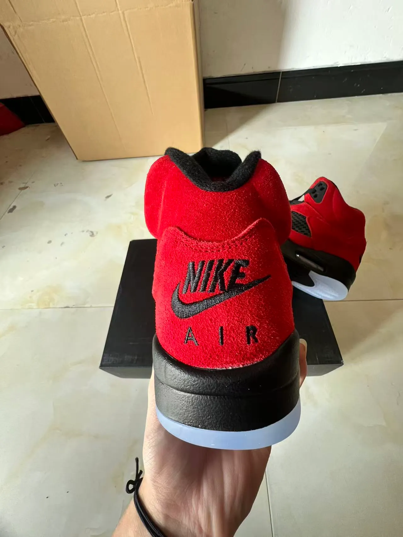 Air Jordan 5 Red Black Icy Blue Basketball Shoes 8