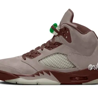 Air Jordan 5 Taupe and Maroon High-Top Basketball Shoes