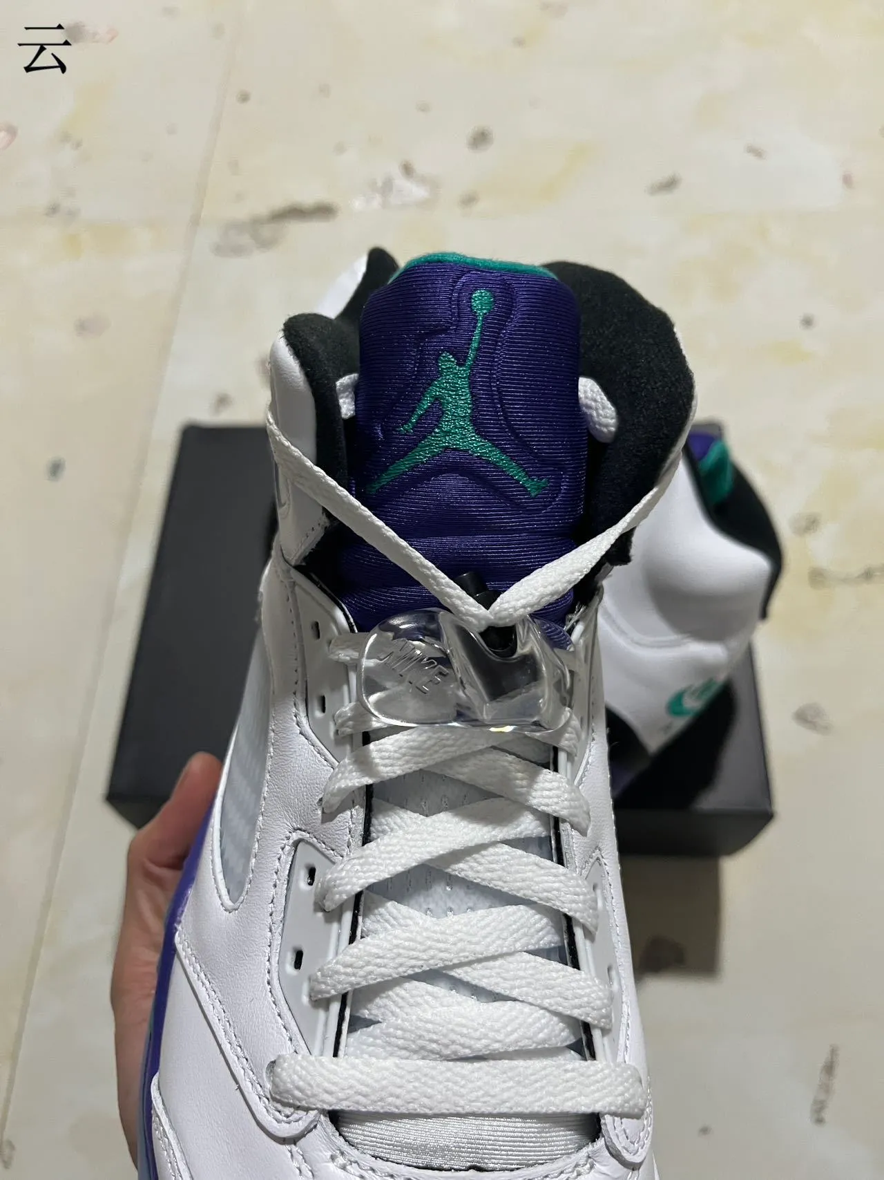 Air Jordan 5 White Purple Green Basketball Shoes 10