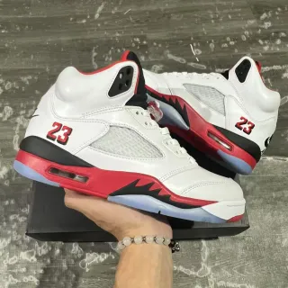 Air Jordan 5 White Red Black Basketball Shoes