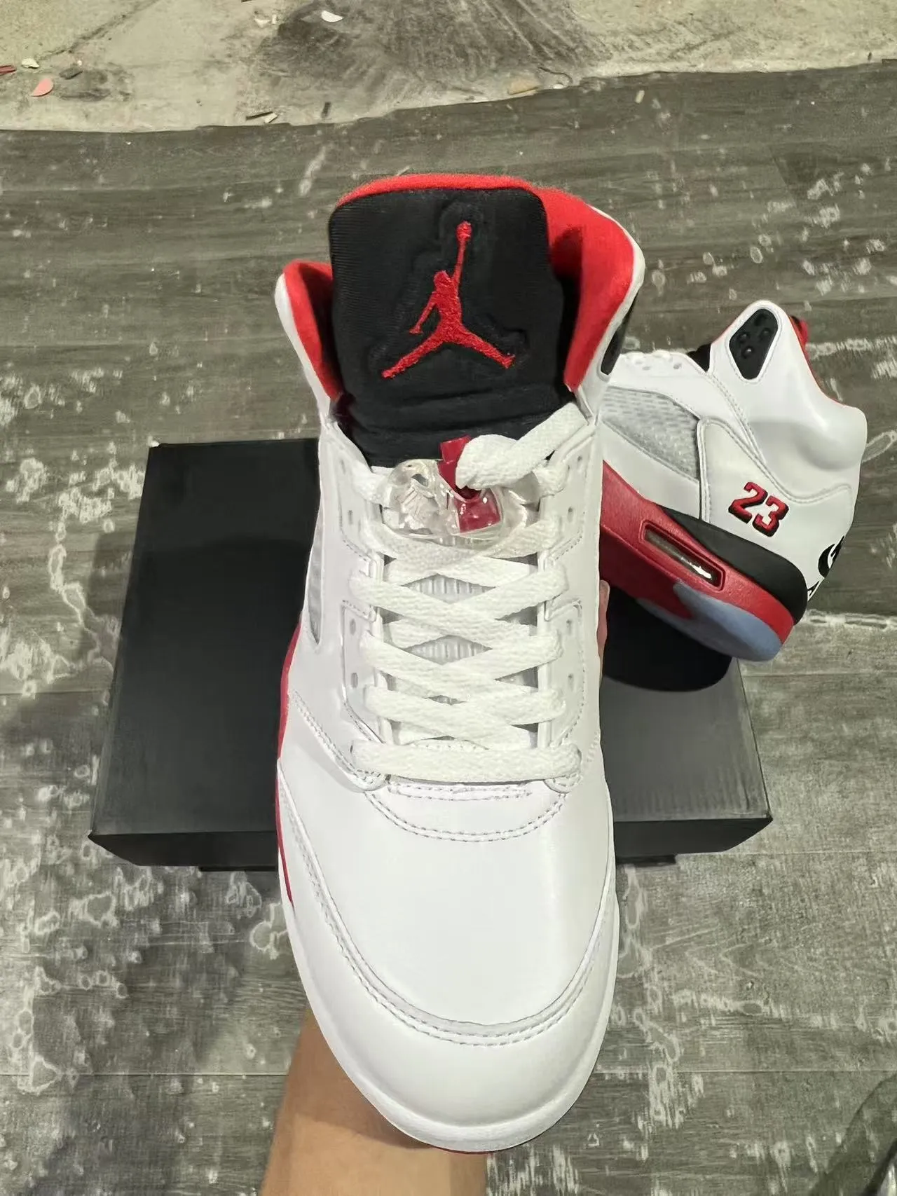 Air Jordan 5 White Red Black Basketball Shoes 3