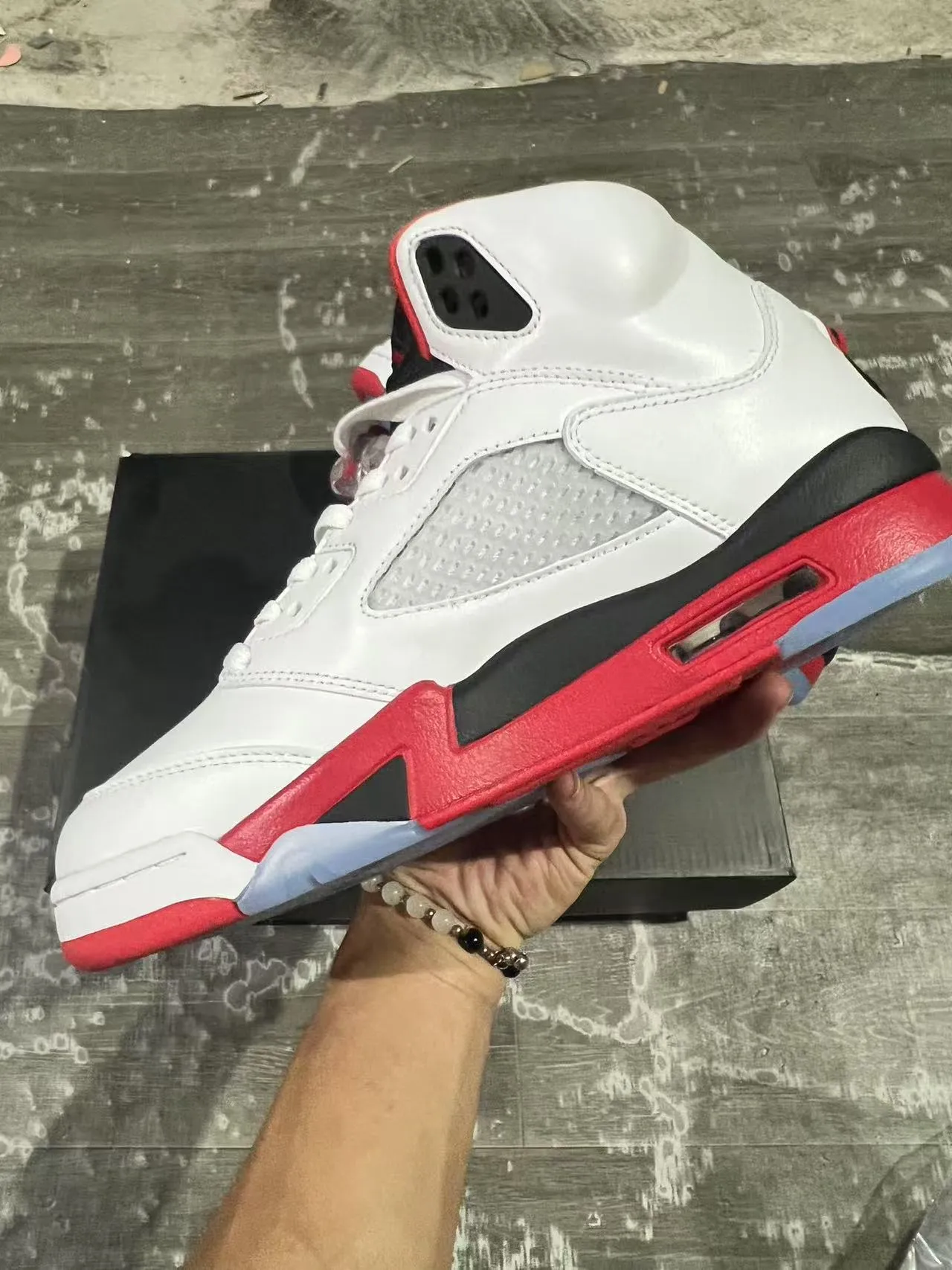 Air Jordan 5 White Red Black Basketball Shoes 5