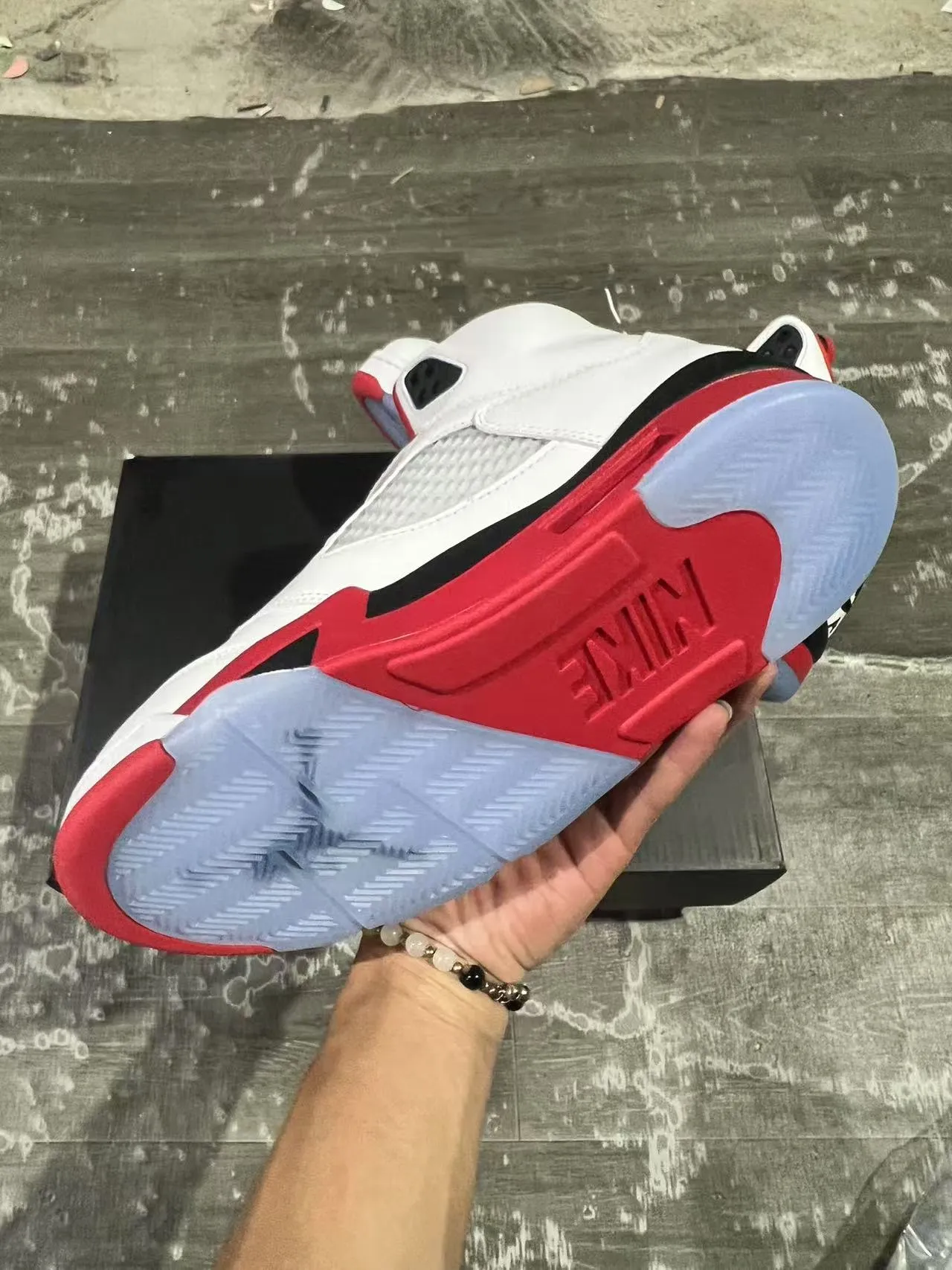 Air Jordan 5 White Red Black Basketball Shoes 6