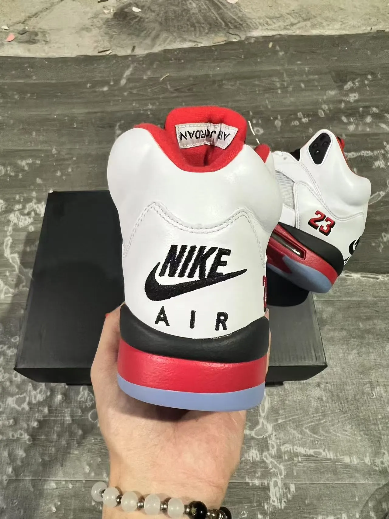 Air Jordan 5 White Red Black Basketball Shoes 8
