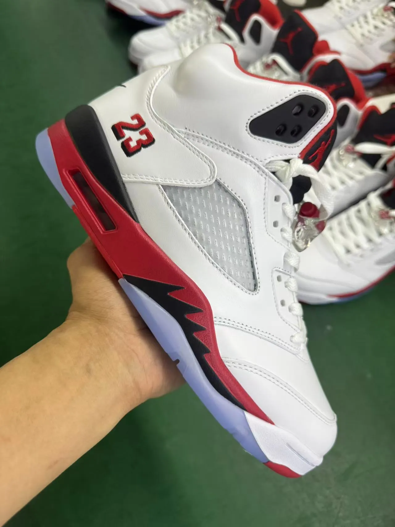 Air Jordan 5 White Red Black Basketball Shoes 12