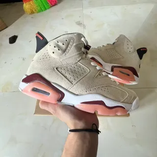 Air Jordan 6 Beige Burgundy Pink Basketball Shoes