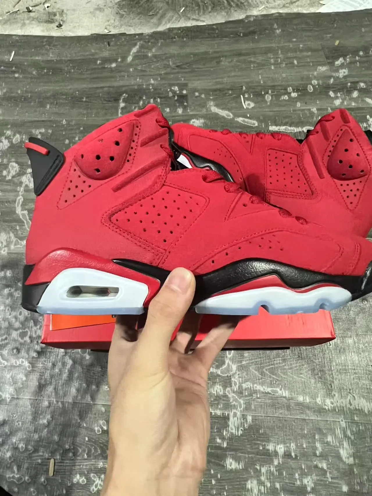 Air Jordan 6 Vermelho Preto Branco Tênis de Basquete 7