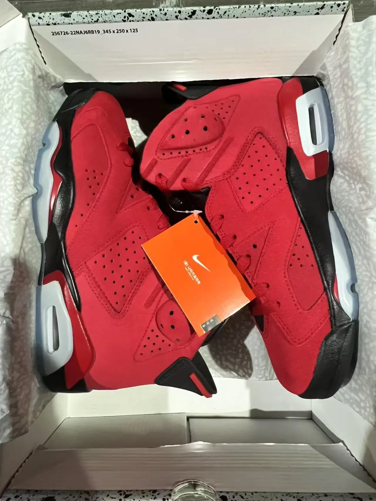 Air Jordan 6 Vermelho Preto Branco Tênis de Basquete 9