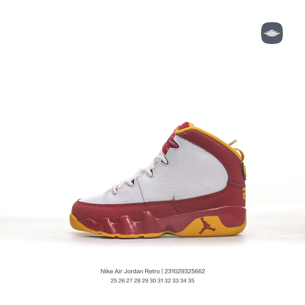 Air Jordan 9 Retro White Maroon Yellow Basketball Shoes 5