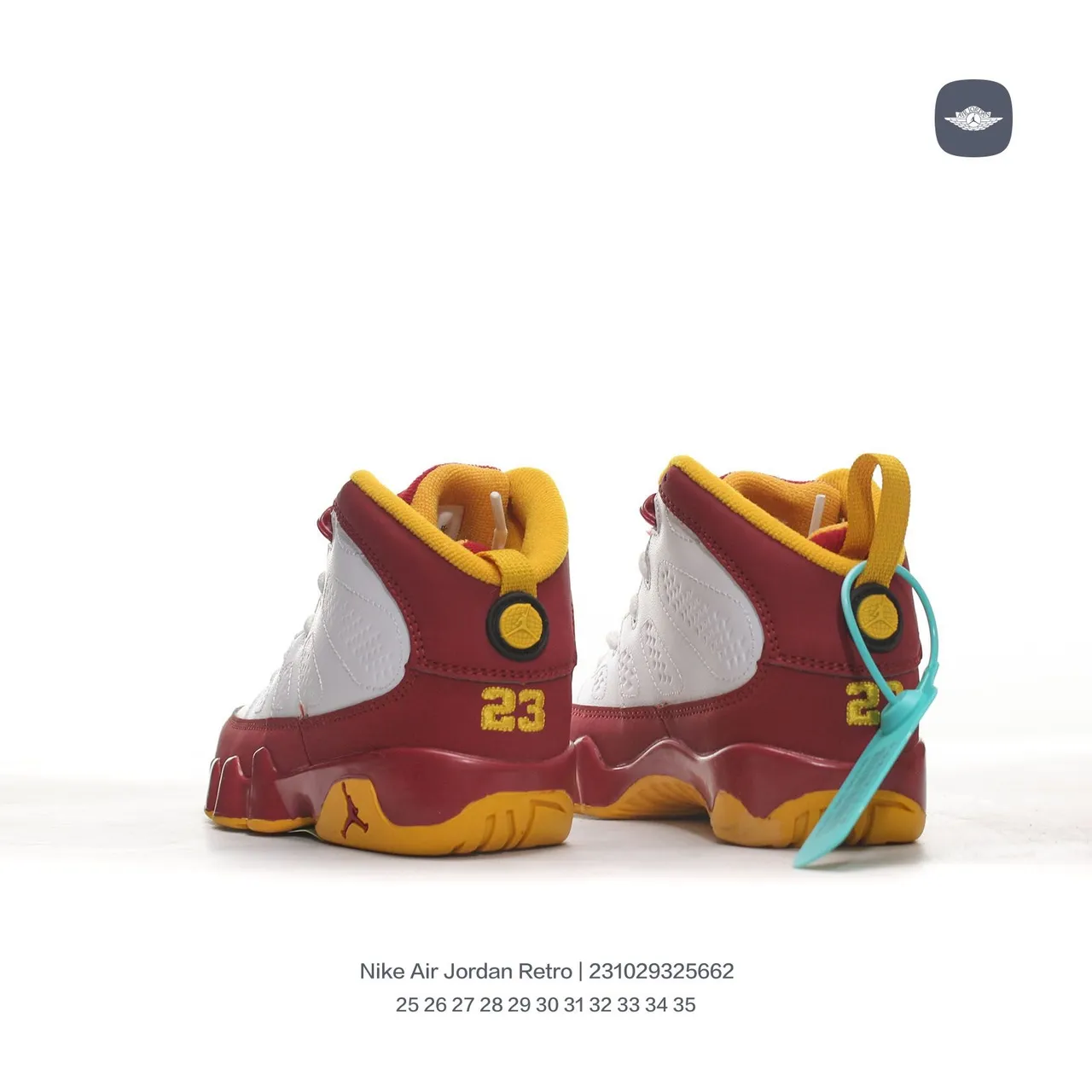 Air Jordan 9 Retro White Maroon Yellow Basketball Shoes 15