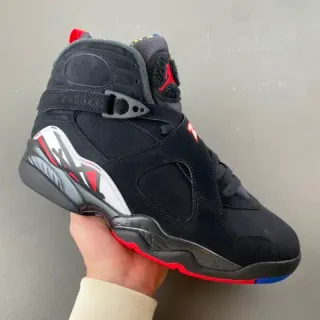Air Jordan Tênis de Basquete Preto e Vermelho de Topo Alto com Tiras