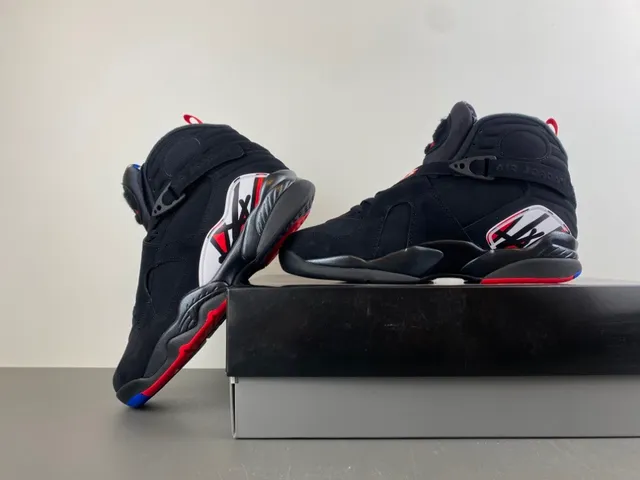 Air Jordan Tênis de Basquete Preto e Vermelho de Topo Alto com Tiras 14