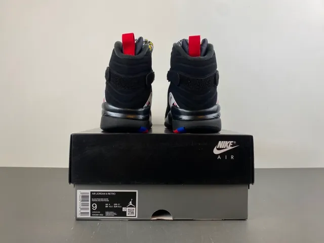 Air Jordan Tênis de Basquete Preto e Vermelho de Topo Alto com Tiras 17