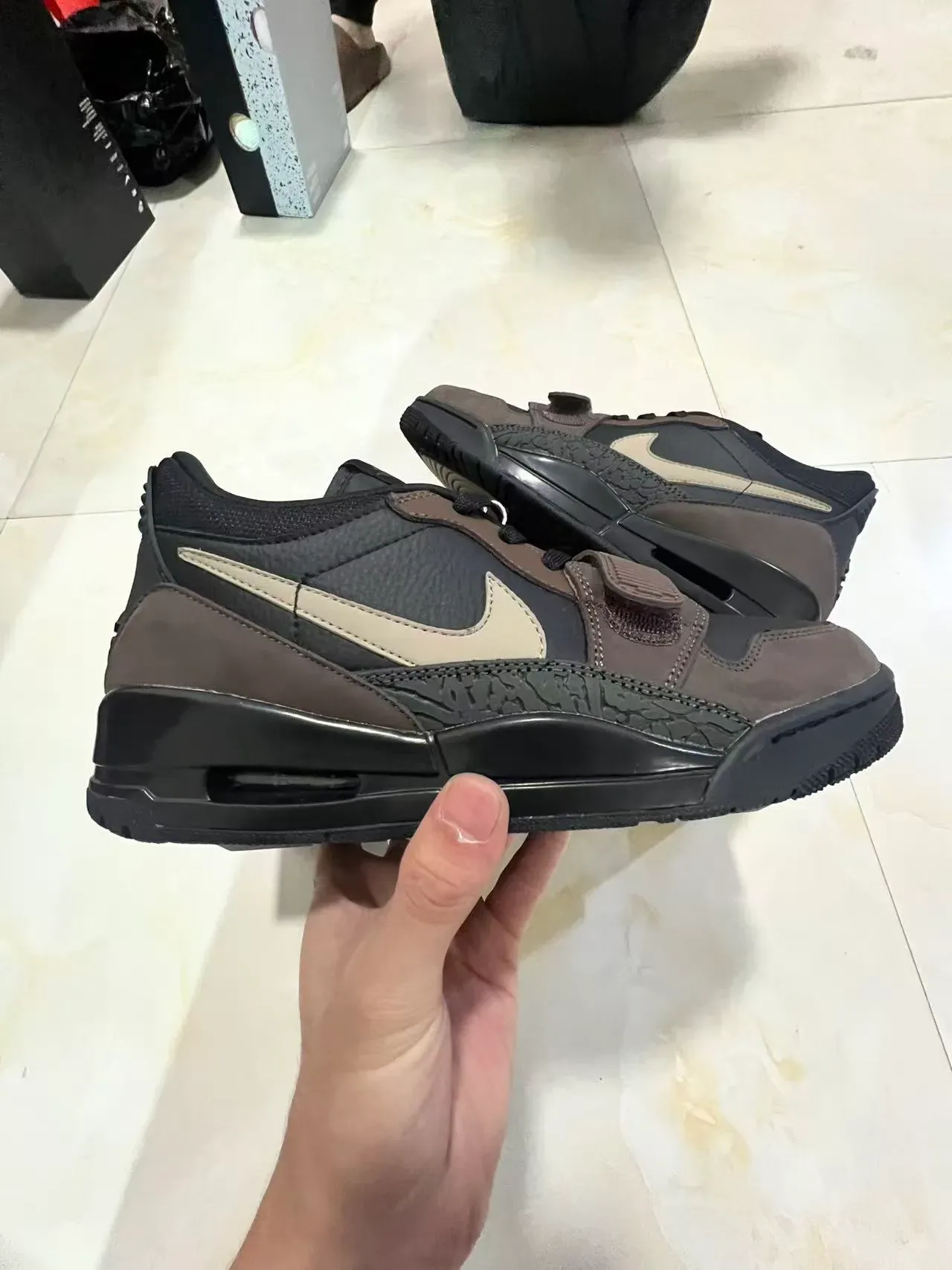Air Jordan Legacy 312 কালো বাদামি বেইজ বাস্কেটবল জুতো 8