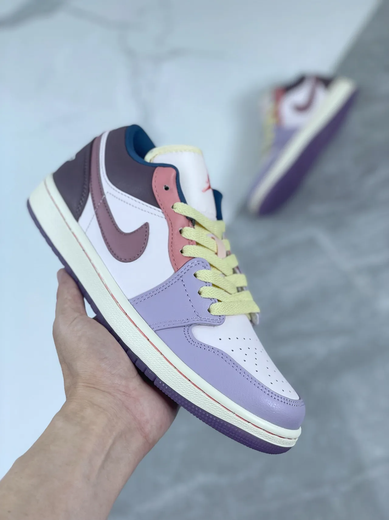 Air Jordan Zapatillas Lifestyle Morado Rosa Low-Top Perforado En La Punta 7