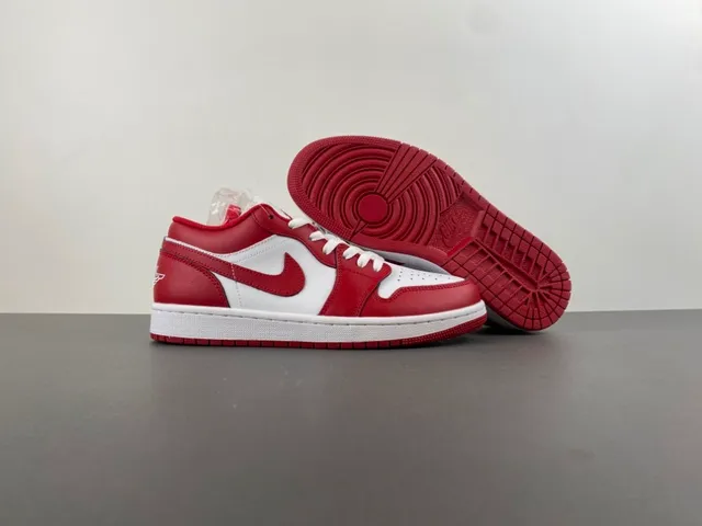 Air Jordan Red White Low-Top Leather Upper Lifestyle Sneakers 12