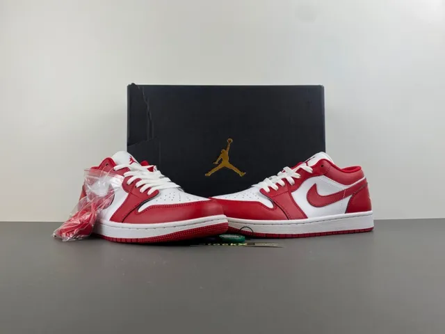 Air Jordan Red White Low-Top Leather Upper Lifestyle Sneakers 13