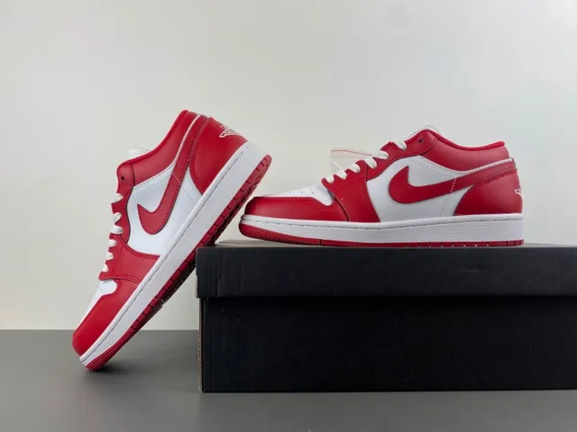 Air Jordan Red White Low-Top Leather Upper Lifestyle Sneakers 14