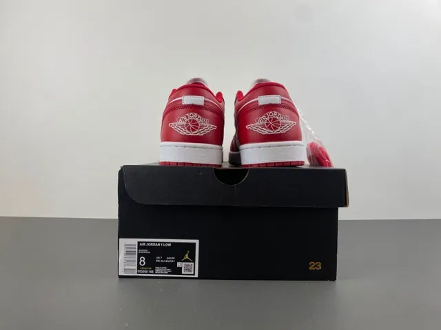 Air Jordan Red White Low-Top Leather Upper Lifestyle Sneakers 17