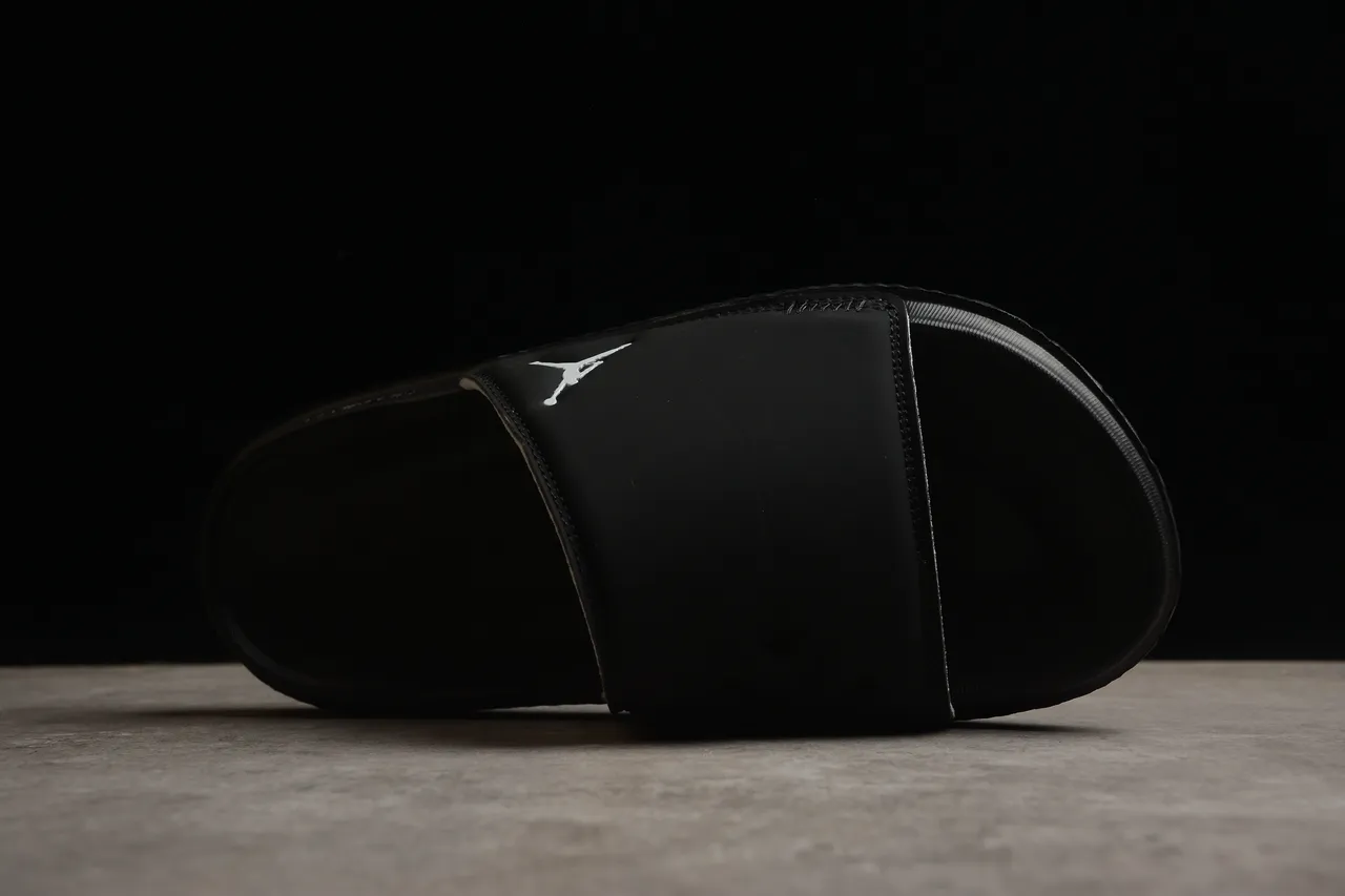 Air Jordan Slide Black Silver Logo Slippers 10