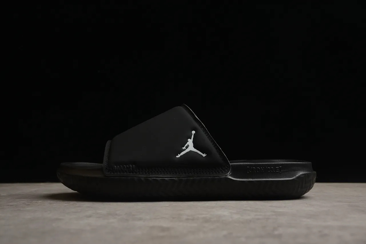 Air Jordan Slide Black Silver Logo Slippers 13