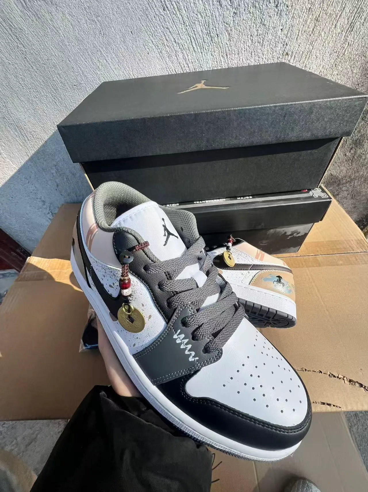 Air Jordan White Gray Low-Top Silhouette Multi-Panel Leather Upper Lifestyle Sneakers 2