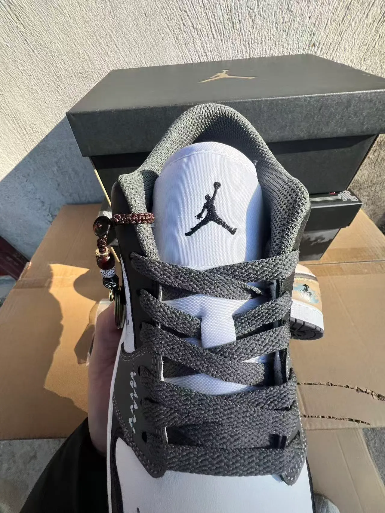 Air Jordan White Gray Low-Top Silhouette Multi-Panel Leather Upper Lifestyle Sneakers 4