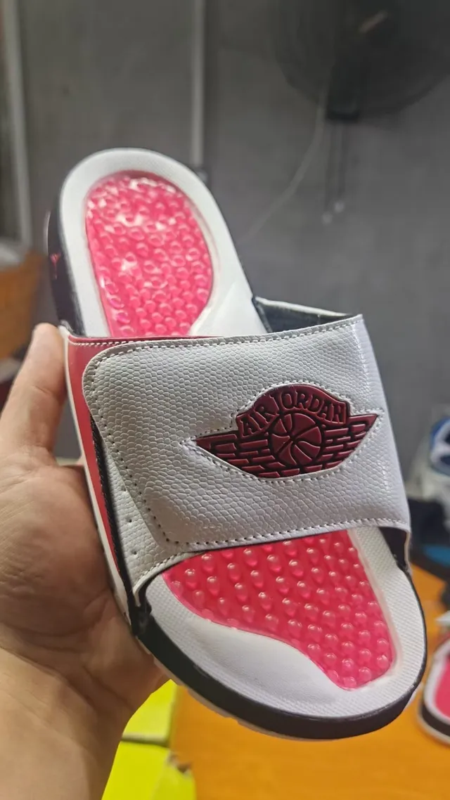 Air Jordan White Red Open-Back Slide Single-Strap Closure Slippers 4
