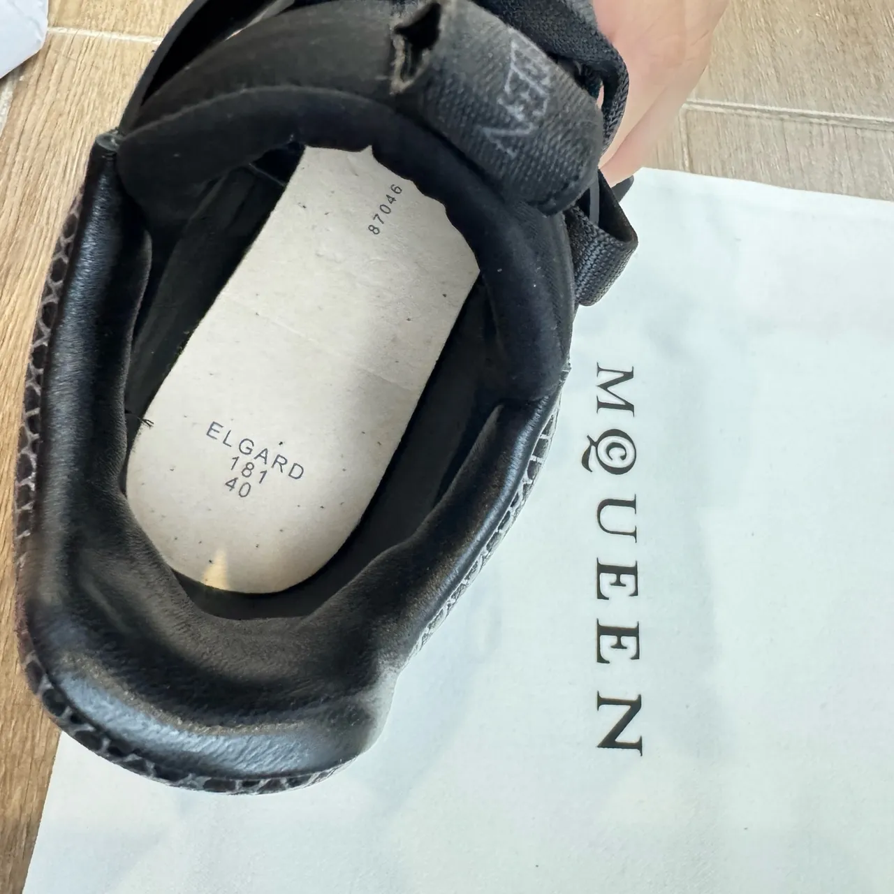 Alexander McQueen Oversized Sneaker Black Gold Platform Sole Mixed-Material Upper Chunky Sneakers 2