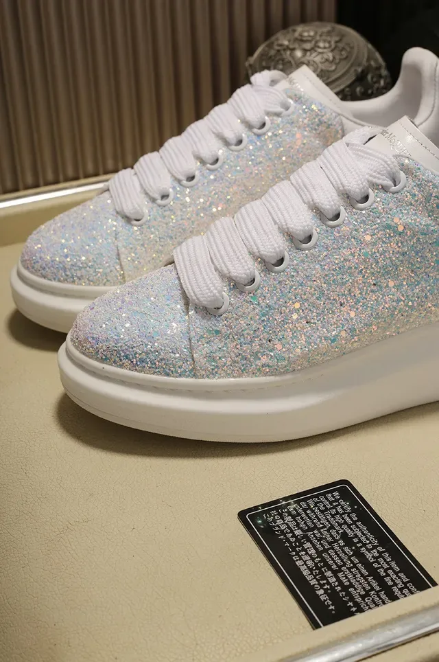 Alexander McQueen Oversized Sneaker Glitter White Lifestyle Sneakers 4