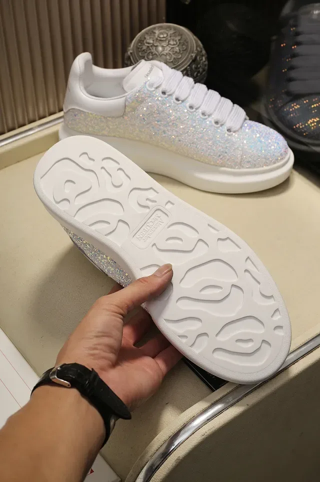 Alexander McQueen Oversized Sneaker Glitter White Lifestyle Sneakers 5