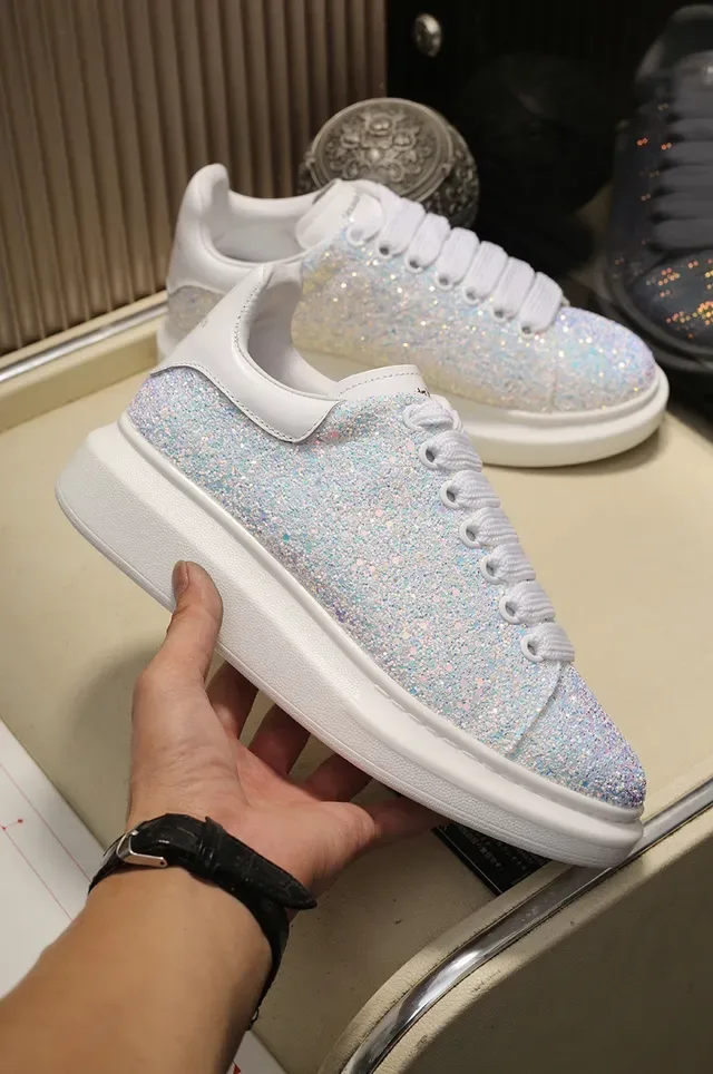 Alexander McQueen Oversized Sneaker Glitter White Lifestyle Sneakers 6