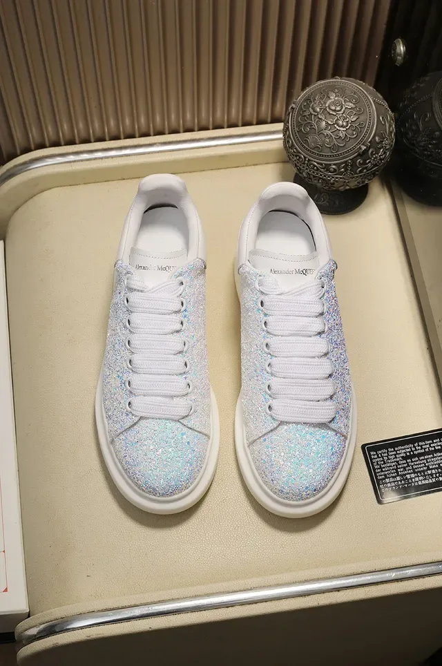 Alexander McQueen Oversized Sneaker Glitter White Lifestyle Sneakers 8