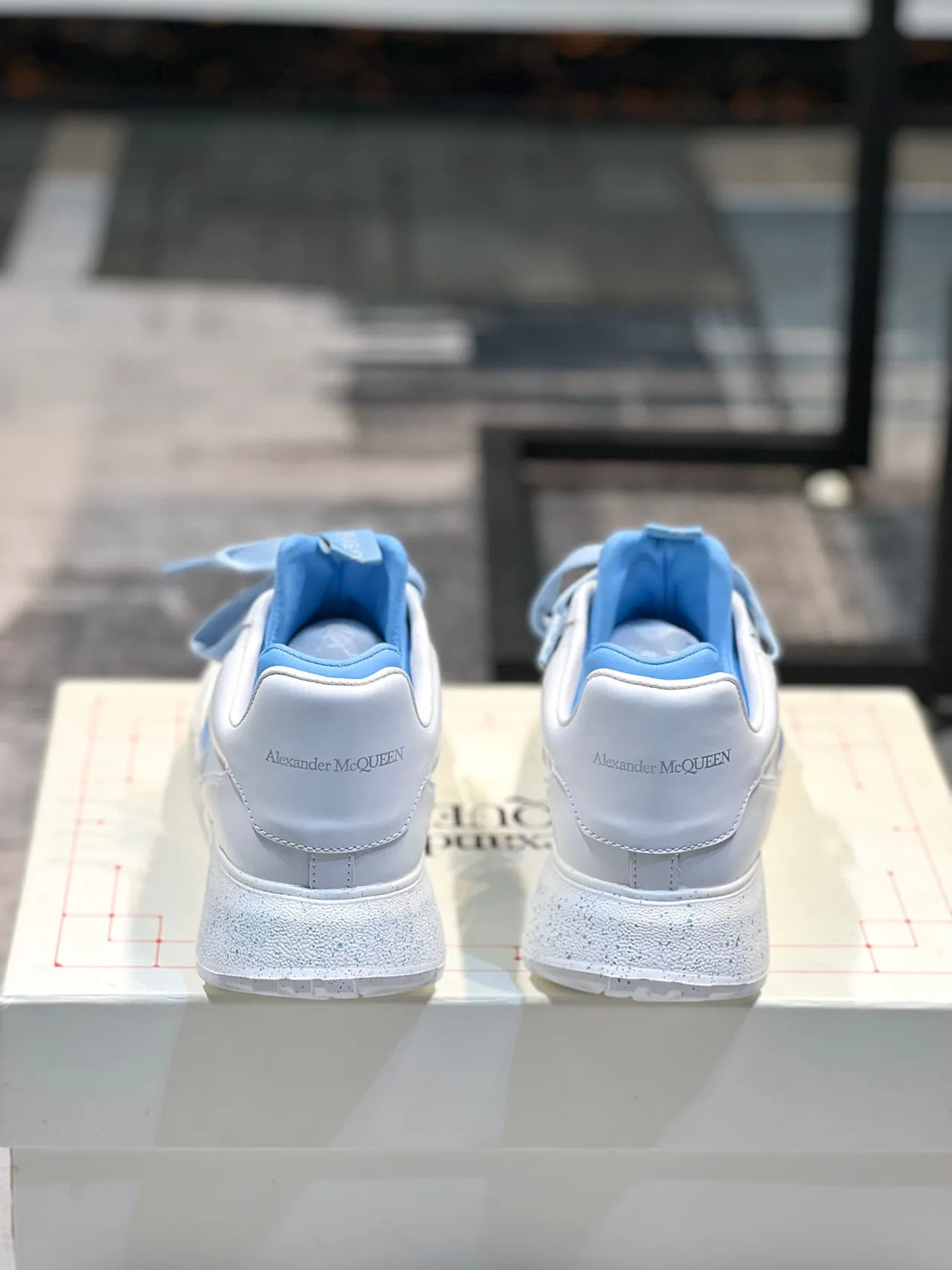Alexander McQueen Oversized Sneaker White and Light Blue Chunky Sneakers 2