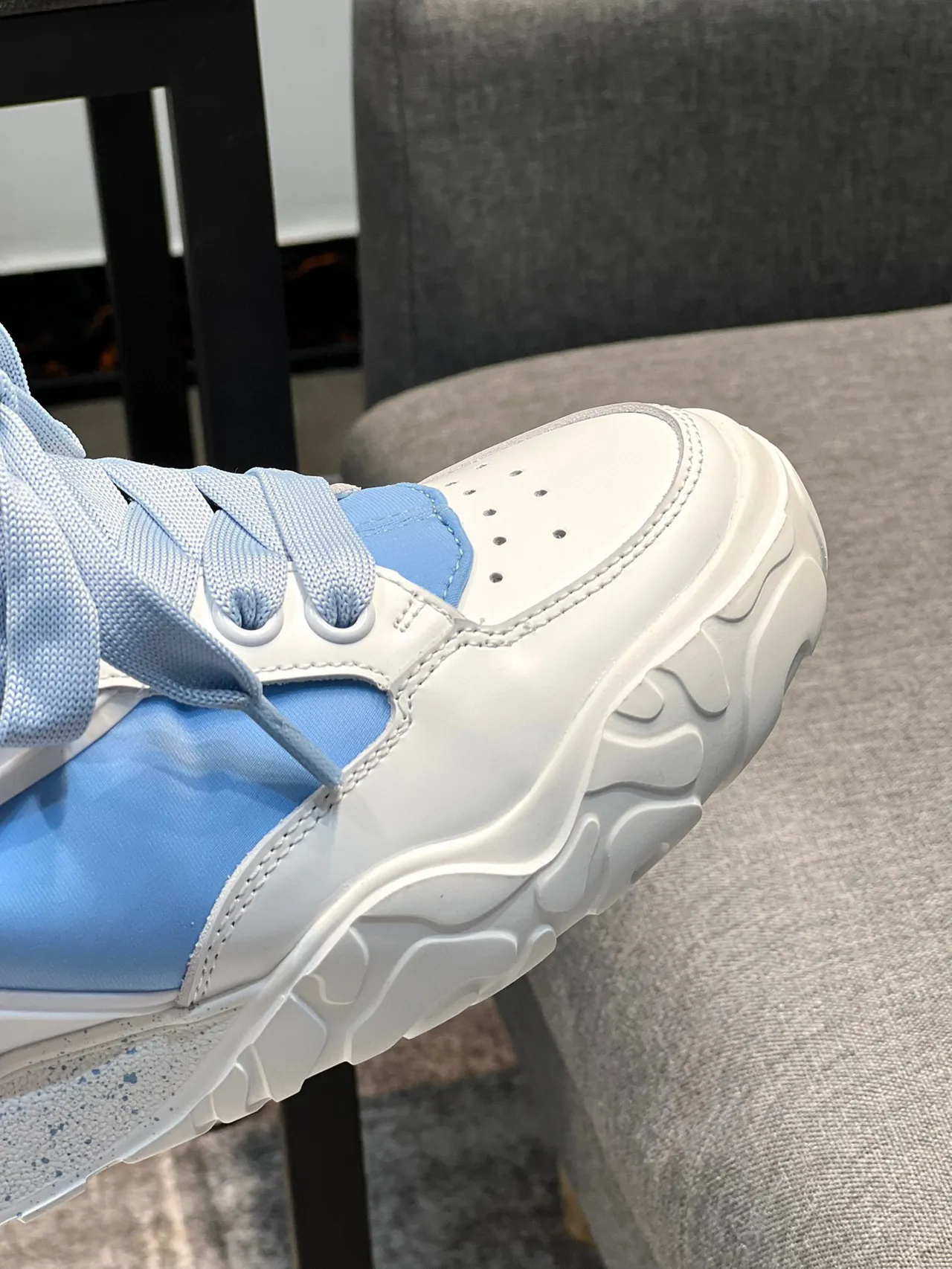 Alexander McQueen Oversized Sneaker White and Light Blue Chunky Sneakers 3