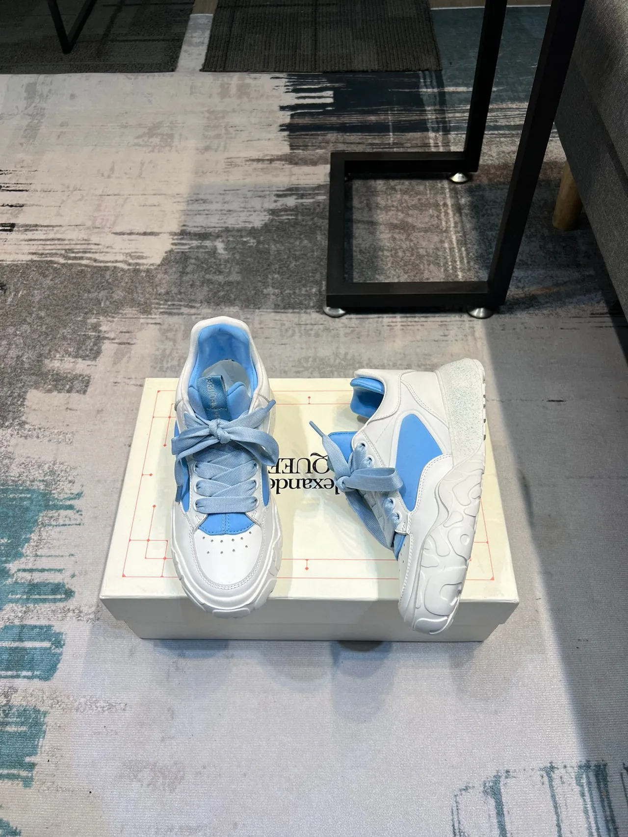Alexander McQueen Oversized Sneaker White and Light Blue Chunky Sneakers 4