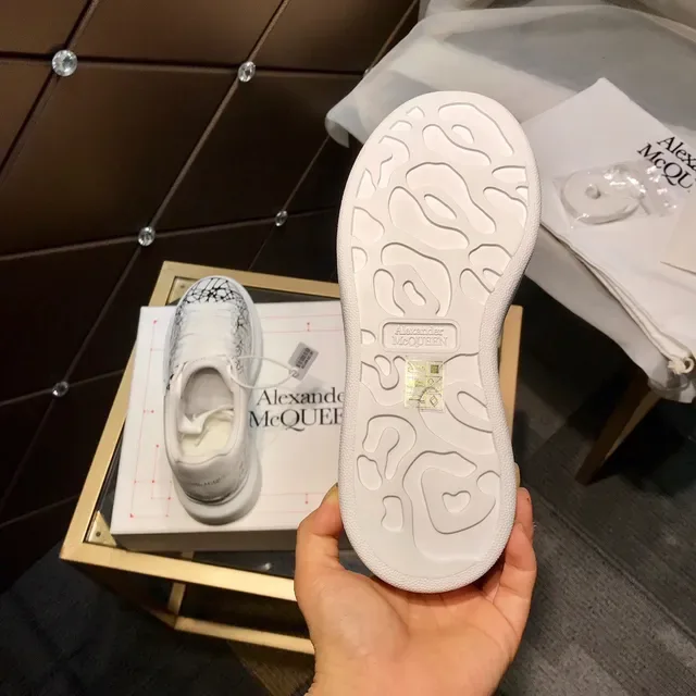 Alexander McQueen Oversized Sneaker White Black Web Print Lifestyle Sneakers 4