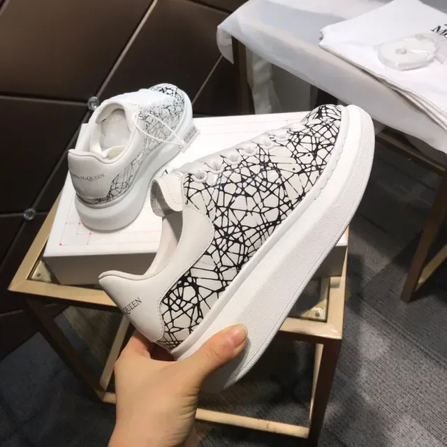 Alexander McQueen Oversized Sneaker White Black Web Print Lifestyle Sneakers 5