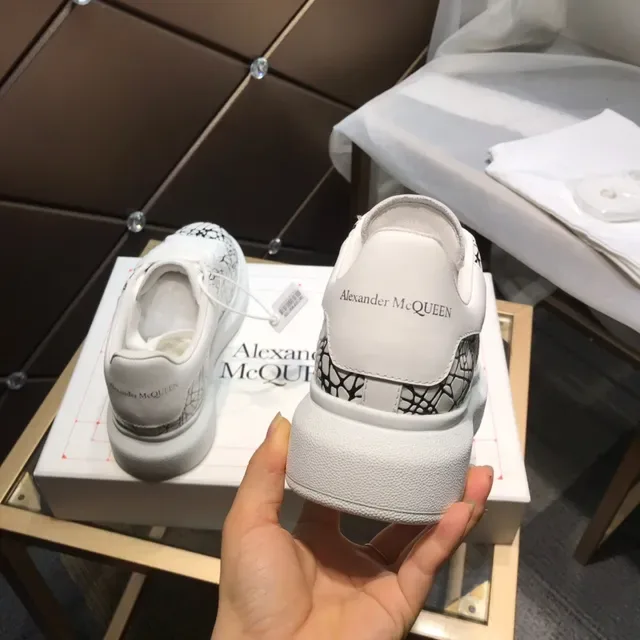 Alexander McQueen Oversized Sneaker White Black Web Print Lifestyle Sneakers 7