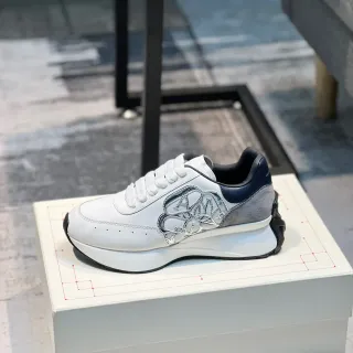 Alexander McQueen Oversized Sneaker White Navy Gray Metallic Lifestyle Sneakers