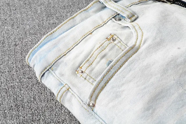 Amiri Distressed Graphic Print Light-Wash Slim-Fit Jeans 5