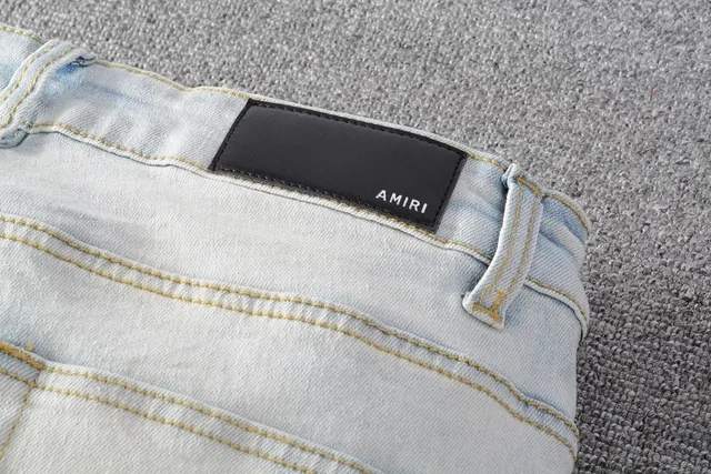Amiri Distressed Graphic Print Light-Wash Slim-Fit Jeans 15