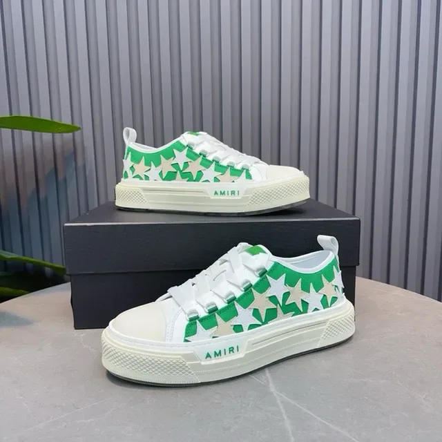Amiri MA Court estampa de estrelas branco verde tênis lifestyle 7