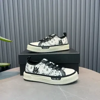 Amiri MA Court White and Black Monogram Print Lifestyle Sneakers